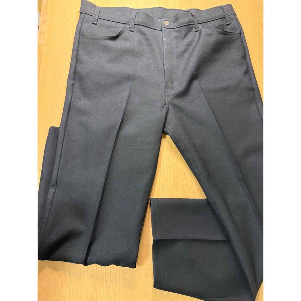 Vintage Levis Action Slacks Mens 42x30 Black Dacron Polyester Dress Pants